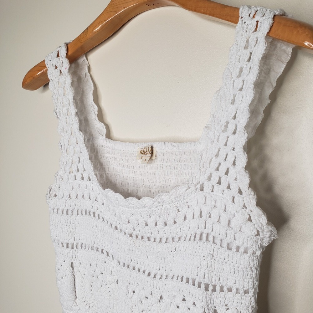 Granny Square Knit Tank Top Sz S Crochet Boho Hippie Cottagecore Festival - Picture 3 of 15